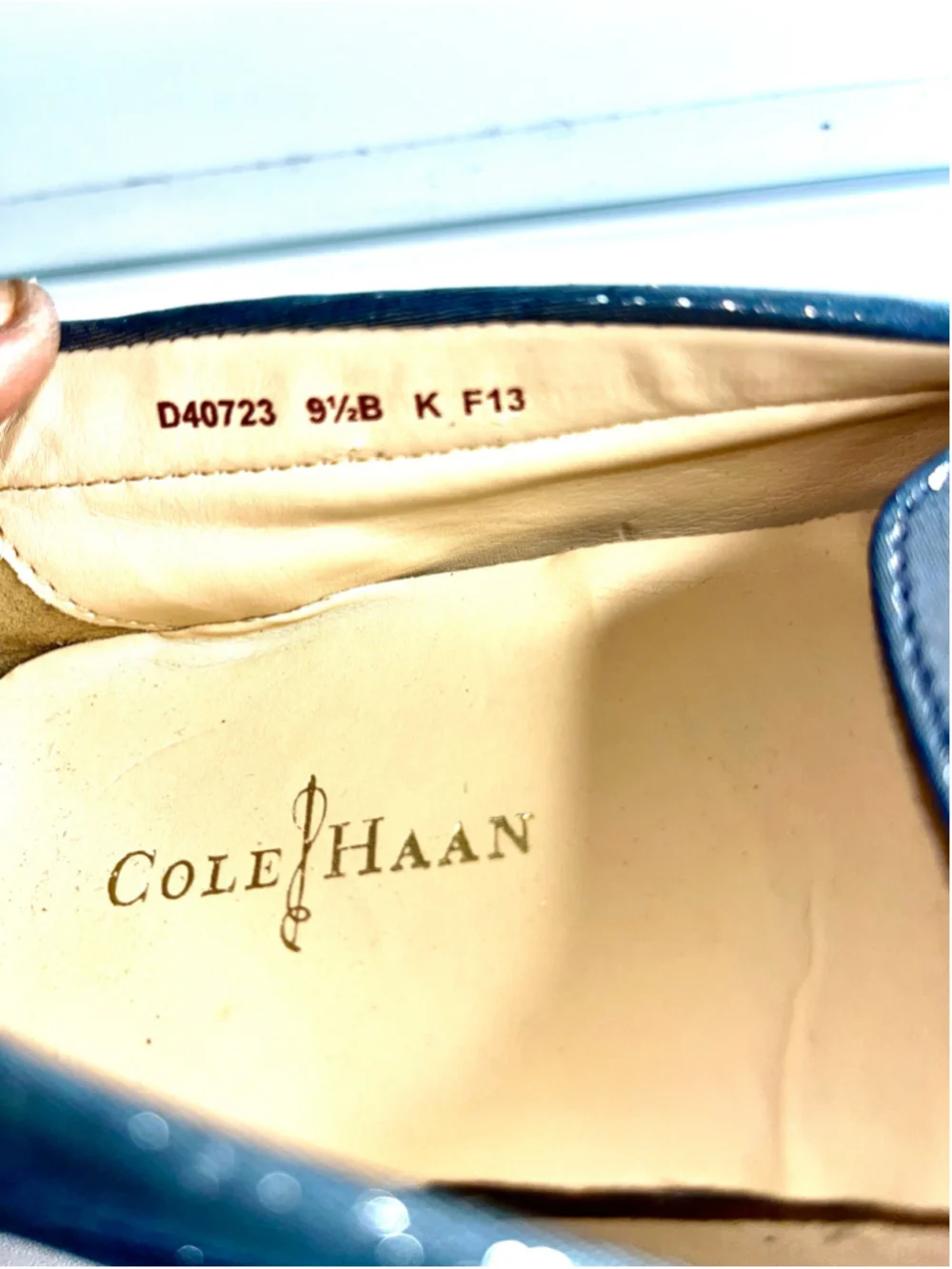 Cole Haan blue metallic leather loafers women size 9.5B